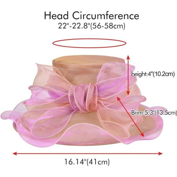 Derby Hats for Women, Classy Organza Sun Hat, Brown Pink main image 6